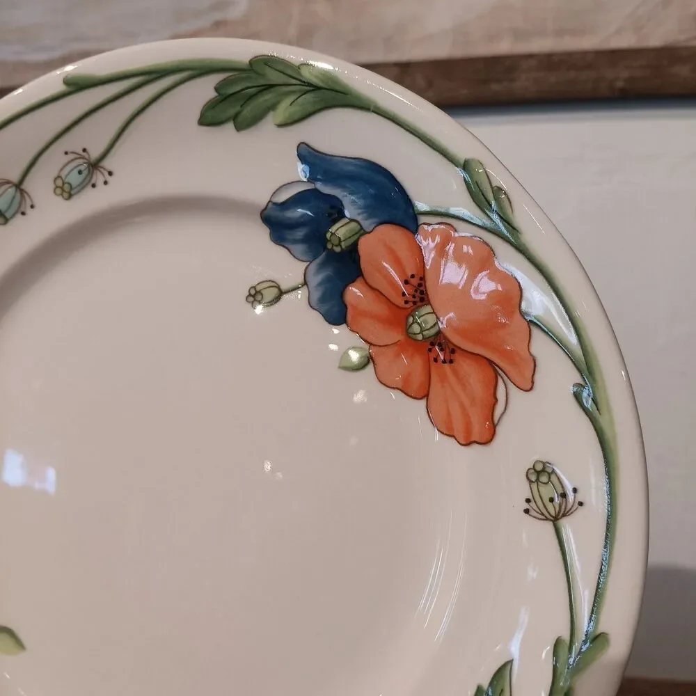 VTG Villeroy & Boch Amapola 8.25 Set of 3 Salad Plates 80's Cottagecore Floral